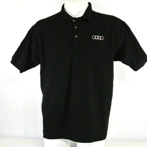 AUDI Car Dealership Employee Uniform Polo Shirt Black NEW Size M Medium - Picture 2 of 7